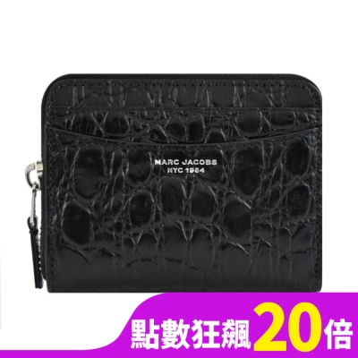 MARCJACOBS MARC JACOBS THE SLIM 84鱷魚壓紋皮革拉鍊卡片零錢包-黑 S106L01RE22001