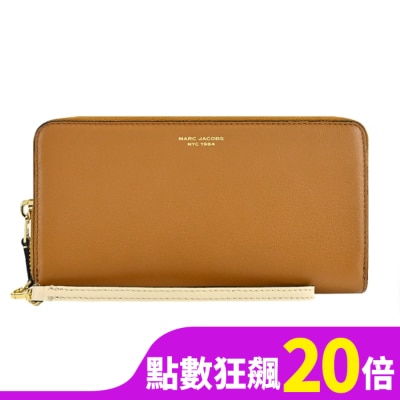 MARCJACOBS MARC JACOBS THE SLIM 84羊皮燙金LOGO撞色手掛式長夾-棕 S161L03FA22225
