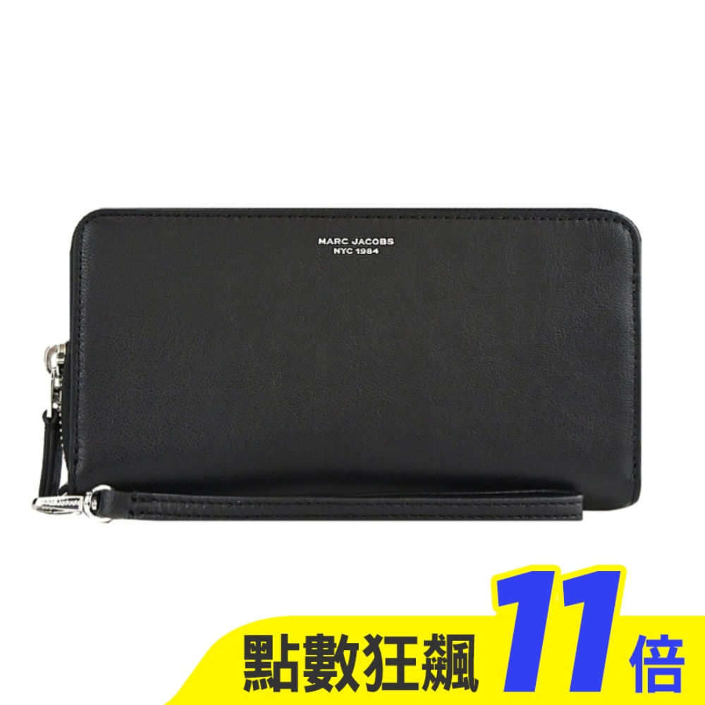 MARC JACOBS THE SLIM 84羊皮燙金LOGO手掛式長夾-黑S171L03FA22001