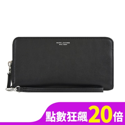 MARCJACOBS MARC JACOBS THE SLIM 84羊皮燙金LOGO手掛式長夾-黑S171L03FA22001