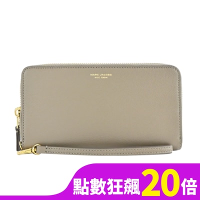 MARCJACOBS MARC JACOBS THE SLIM 84羊皮燙金LOGO手掛式長夾-灰S171L03FA22055