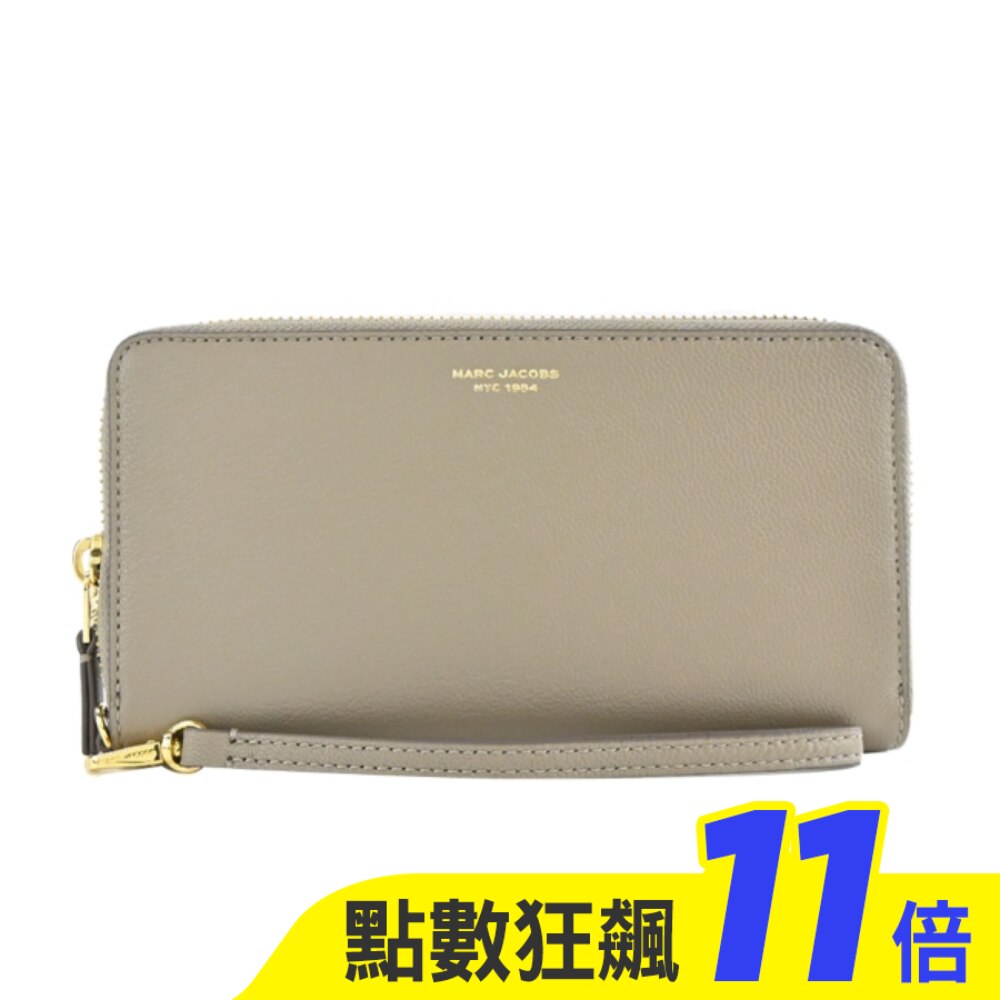 MARC JACOBS THE SLIM 84羊皮燙金LOGO手掛式長夾-灰S171L03FA22055