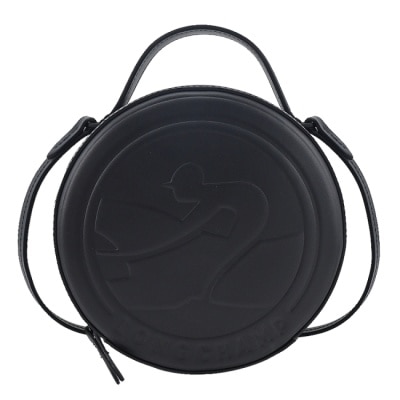 LONGCHAMP LONGCHAMP BOX-TROT系列小牛皮圓餅兩用斜背包(迷你/黑)10232-HBW-001