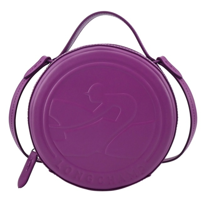 LONGCHAMP BOX-TROT系列小牛皮圓餅兩用斜背包(迷你/紫)10232-HBW-309
