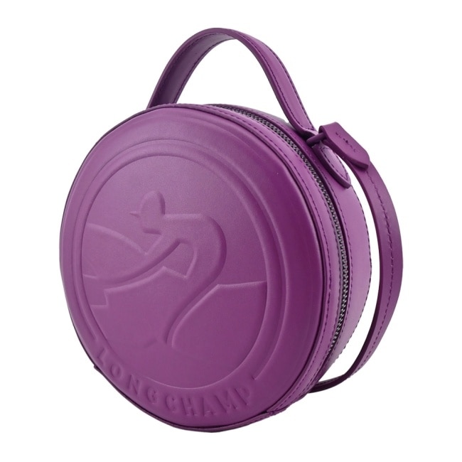 LONGCHAMP BOX-TROT系列小牛皮圓餅兩用斜背包(迷你/紫)10232-HBW-309