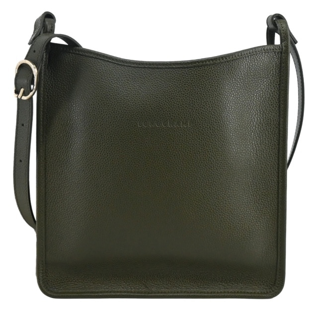LONGCHAMP LE FOULONNE系列牛皮直式斜背包(大/卡其綠)10140-021-892