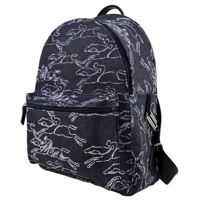 LONGCHAMP LE PLIAGE COLLECTION系列駿馬丹寧布後背包(海軍藍)20001-HEL-006