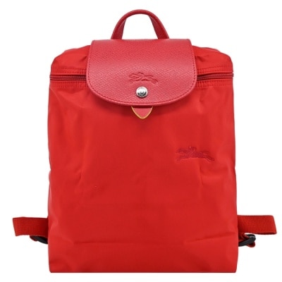 LONGCHAMP LONGCHAMP LE PLIAGE GREEN系列刺繡後背包(中/番茄紅)1699-919-P83