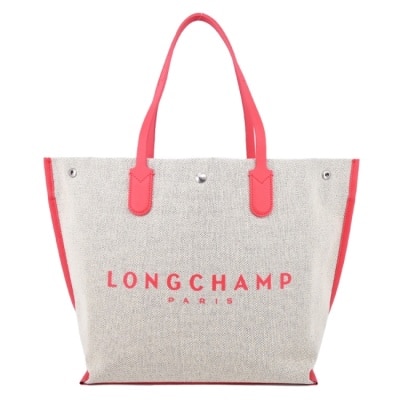 LONGCHAMP LONGCHAMP ESSENTIAL系列帆布LOGO字母托特包(大/草莓紅)10090-HSG-218