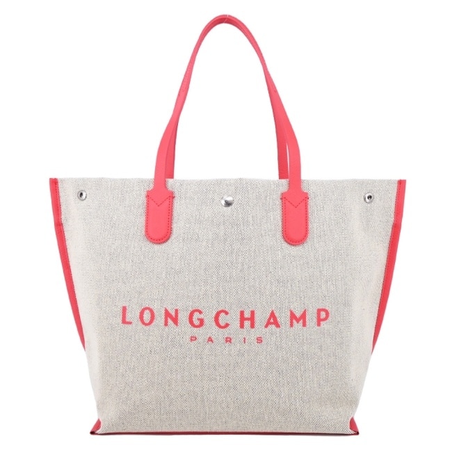 LONGCHAMP ESSENTIAL系列帆布LOGO字母托特包(大/草莓紅)10090-HSG-218
