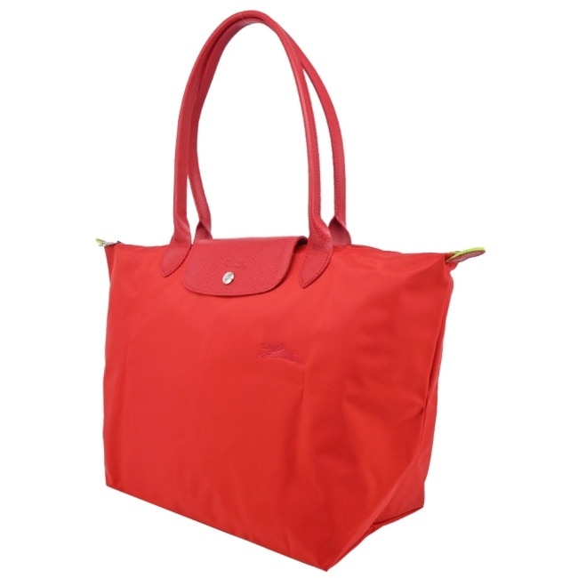 LONGCHAMP LE PLIAGE GREEN系列刺繡肩背水餃包(大/番茄紅)1899-919-P83