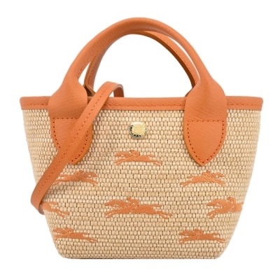 LONGCHAMP LONGCHAMP LE PANIER PLIAGE系列編織奔馬兩用包(迷你/杏黃)10206-HCF-222