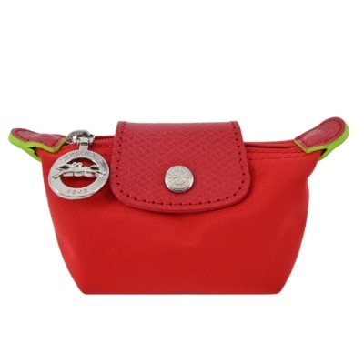 LONGCHAMP LONGCHAMP LE PLIAGE GREEN系列撞色再生尼龍水餃零錢包(番茄紅)30016-919-P83