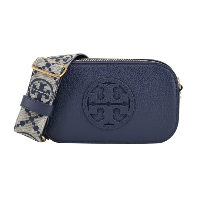 TORYBURCH TORY BURCH MILLER 荔枝紋雙拉鍊相機包-迷你/海軍藍150153-405