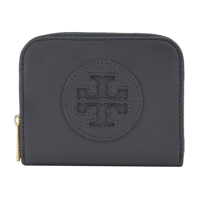 TORY BURCH ELLA 經典LOGO拉鍊卡片零錢包-黑157505-001