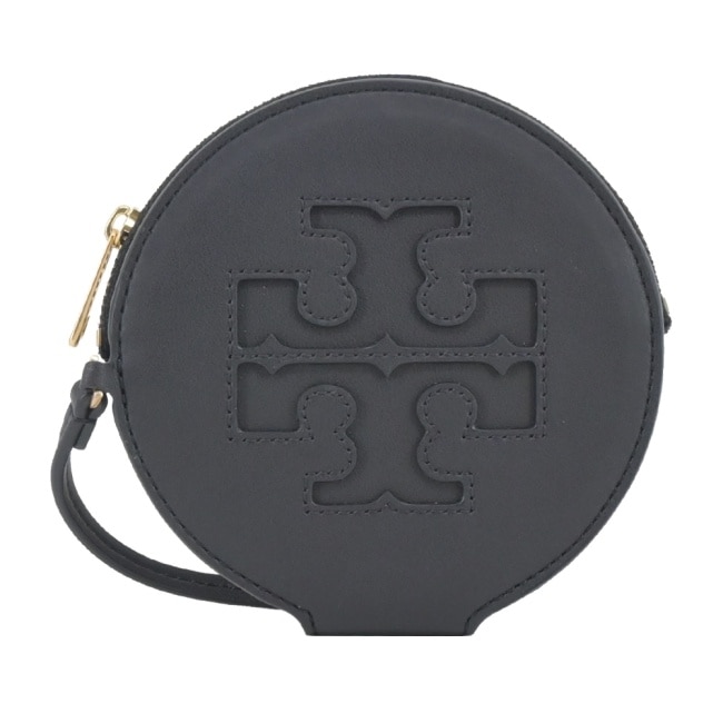 TORY BURCH ELLA BIO 經典LOGO圓形拉鍊卡片/零錢包-黑159084-001