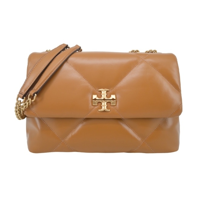 TORY BURCH KIRA 納帕皮革菱格紋翻蓋側背/肩背包-棕154704-200