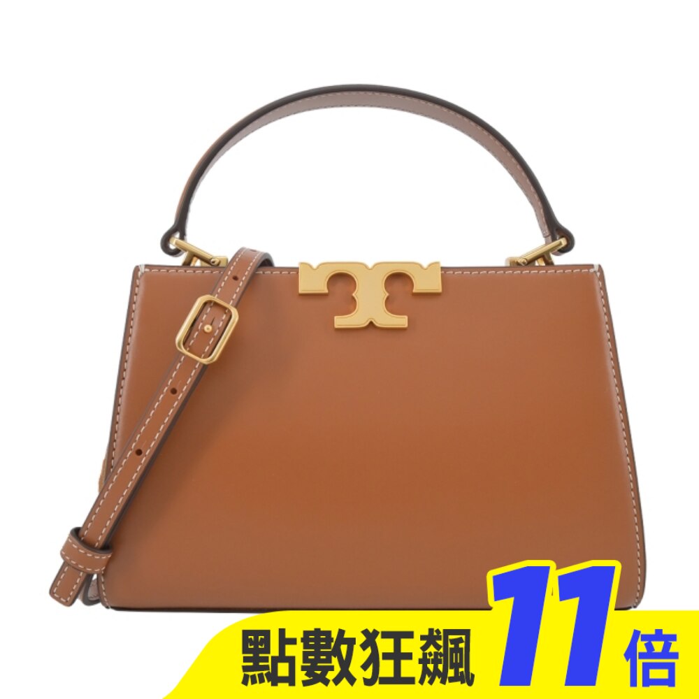 TORY BURCH ELEANOR 金字LOGO手提/斜背兩用包-迷你/棕154816-201