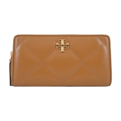 TORYBURCH TORY BURCH KIRA 納帕皮革菱格紋拉鍊長夾-棕154989-201