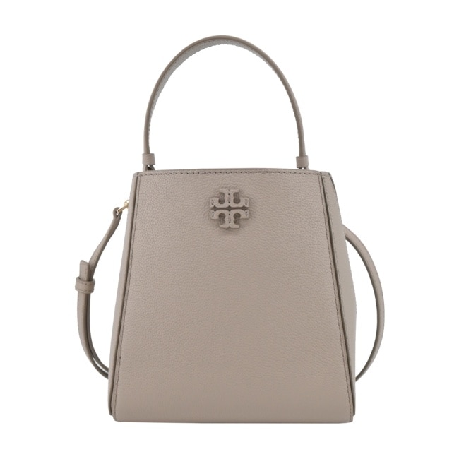 TORY BURCH McGraw 荔枝紋手提/斜背水桶包-小/灰158500-200