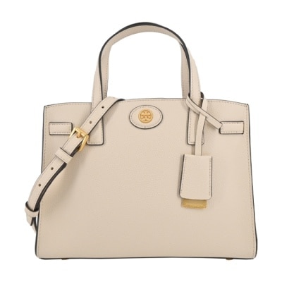TORYBURCH TORY BURCH ROBINSON荔枝紋三層手提/斜背公事包-小/米白143194-122