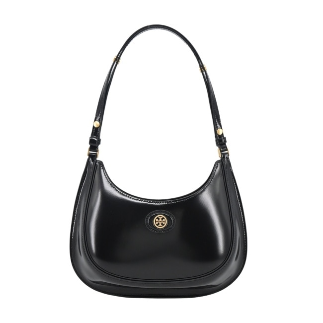 TORY BURCH ROBINSON 漆皮手提/肩背新月包-黑154729-001