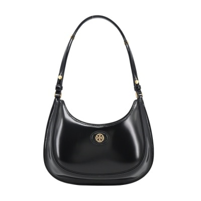 TORYBURCH TORY BURCH ROBINSON 漆皮手提/肩背新月包-黑154729-001