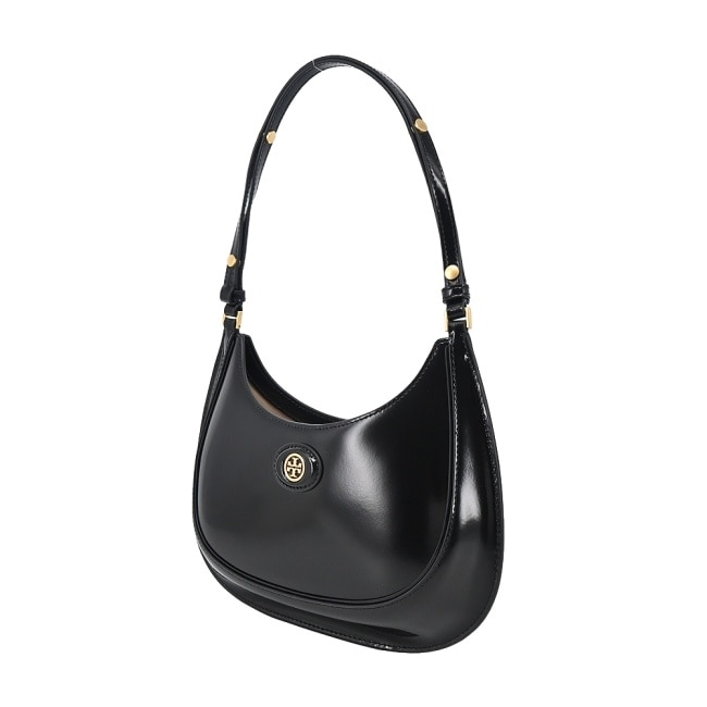 TORY BURCH ROBINSON 漆皮手提/肩背新月包-黑154729-001