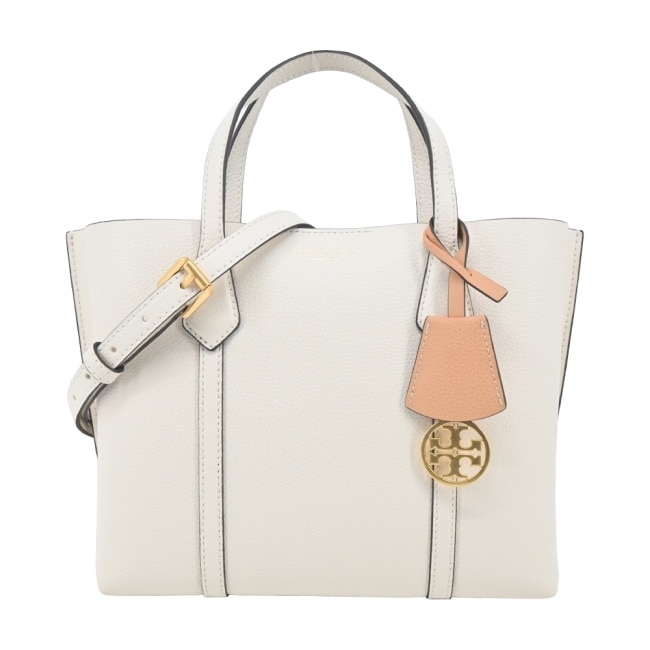 TORY BURCH PERRY燙金LOGO荔枝紋三層兩用包-米白81928-104