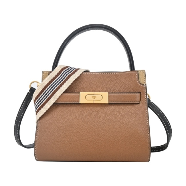 TORY BURCH LEE RADZIWILL 牛皮寬背帶手提/斜背兩用包-棕89524-202
