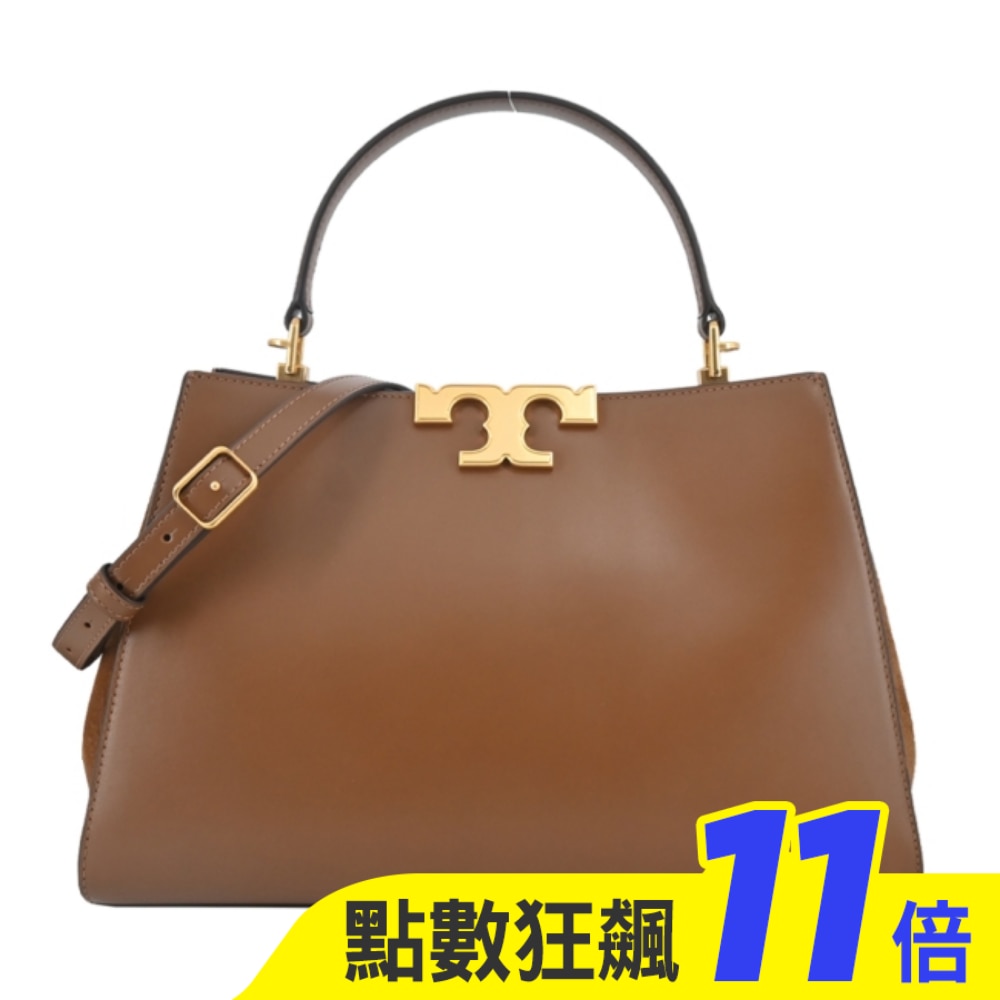 TORY BURCH ELEANOR 金字LOGO手提兩用公事包-棕137312-909