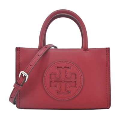 TORYBURCH TORY BURCH ELLA BIO縫線皮革兩用托特包-迷你/莓果紅145613-601