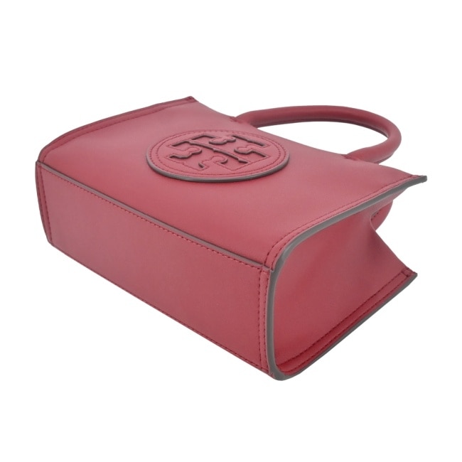 TORY BURCH ELLA BIO縫線皮革兩用托特包-迷你/莓果紅145613-601