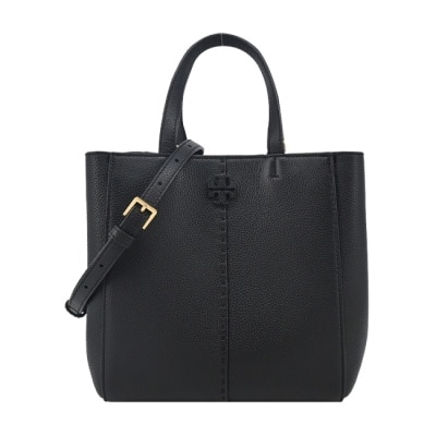 TORY BURCH TORY BURCH MCGRAW縫線荔枝紋雙T LOGO手提/斜背兩用包-黑147574-001