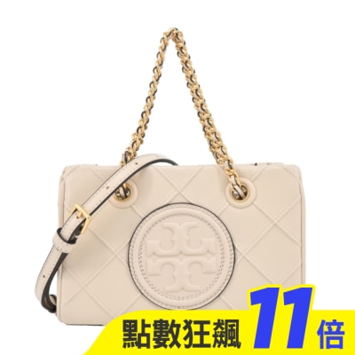 TORY BURCH TORY BURCH FLEMING 小羊皮鏈帶手提/肩背兩用包-迷你/米白152334-122