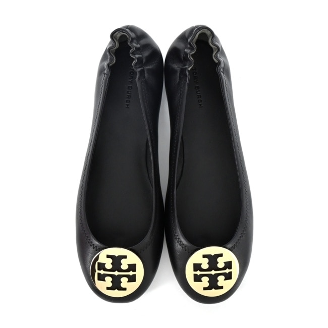 TORY BURCH MINNIE TRAVEL金盾LOGO芭蕾舞平底鞋-黑色50393-013-8