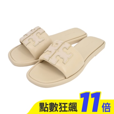 TORY BURCH TORY BURCH DOUBLE T皮革拖鞋-白79985-200-7