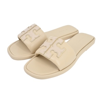 TORYBURCH TORY BURCH DOUBLE T皮革拖鞋-白79985-200-7