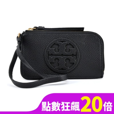TORYBURCH TORY BURCH MILLER荔枝紋雙T LOGO卡片/手拿包-黑148984-001