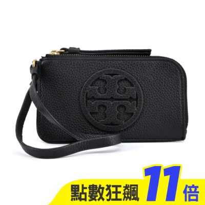 TORY BURCH TORY BURCH MILLER荔枝紋雙T LOGO卡片/手拿包-黑148984-001
