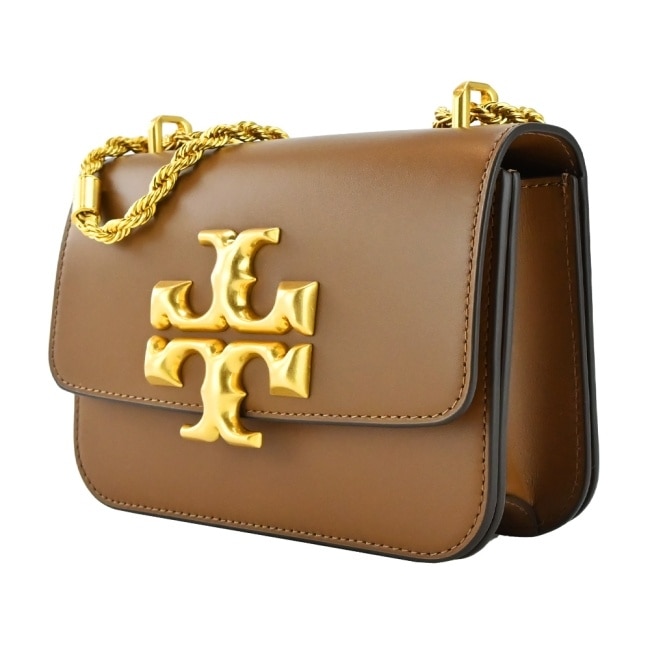 TORY BURCH ELEANOR 雙T金屬LOGO牛皮鏈帶包-棕73589-909