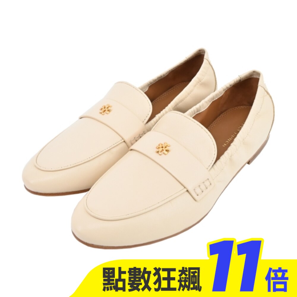 TORY BURCH 皮革芭蕾樂福鞋-白87269-122-7.5