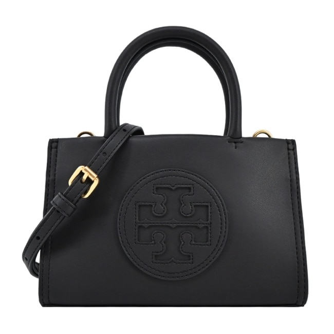 TORY BURCH ELLA BIO縫線皮革兩用托特包-迷你/黑145613-001