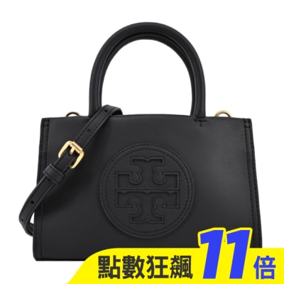 TORY BURCH TORY BURCH ELLA BIO縫線皮革兩用托特包-迷你/黑145613-001