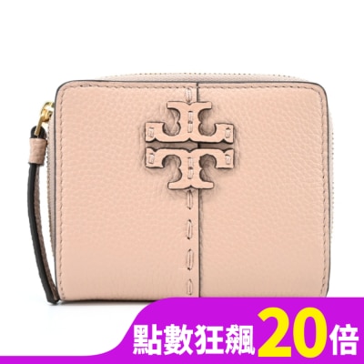 TORYBURCH TORY BURCH MCGRAW縫線對開零錢短夾-粉64522-927