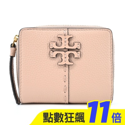 TORY BURCH TORY BURCH MCGRAW縫線對開零錢短夾-粉64522-927