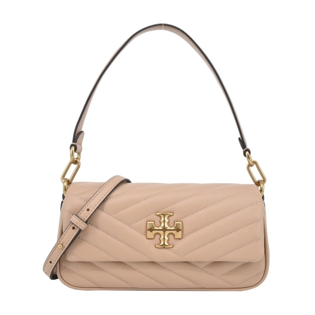 TORY BURCH KIRA 雙T字LOGO斜紋衍縫肩/斜兩用包-粉90456-288