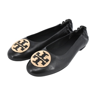 TORYBURCH TORY BURCH CLAIRE金盾LOGO芭蕾舞平底鞋-黑147379-001-7