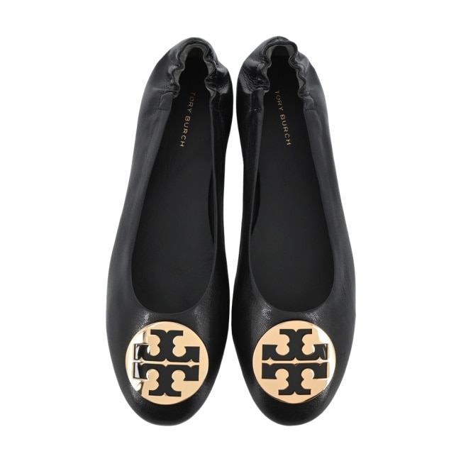 TORY BURCH CLAIRE金盾LOGO芭蕾舞平底鞋-黑147379-001-7