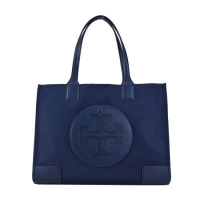 TORYBURCH TORY BURCH ELLA 經典縫線LOGO小號尼龍托特包-深藍88578-405